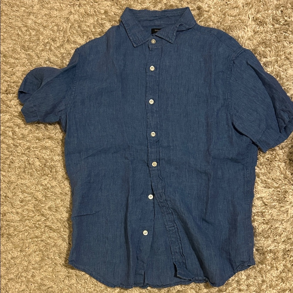 Banana Republic Men's Denim Blue Casual Button Down Shirt